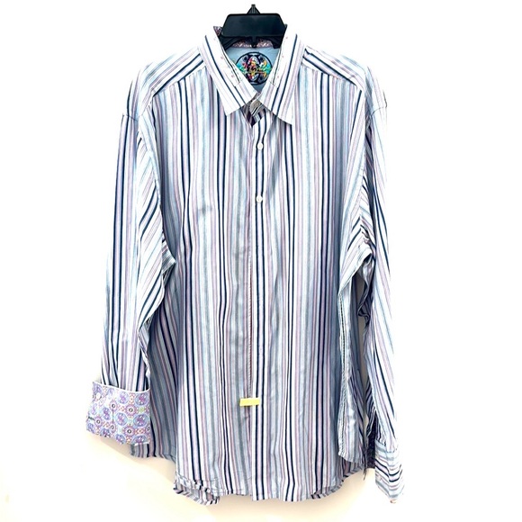 Robert Graham Beautiful Striped Button Down Shirt Size 2XL - Picture 12 of 13